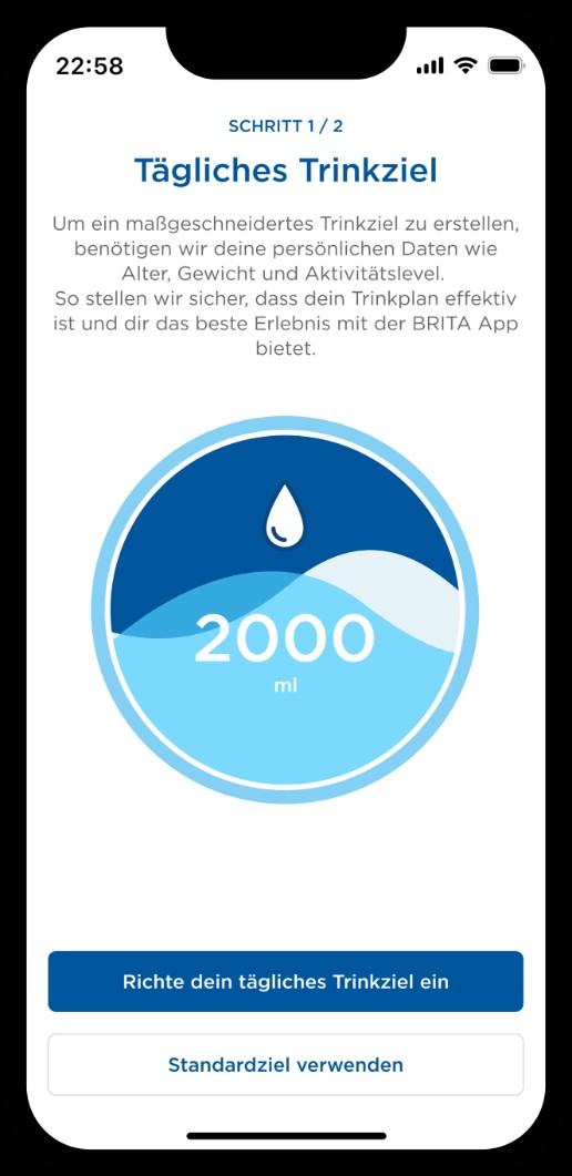 Bestätigung in der App: „Device added successfully!“ mit Abbildung der verbundenen BRITA LARQ iQ Flasche.
